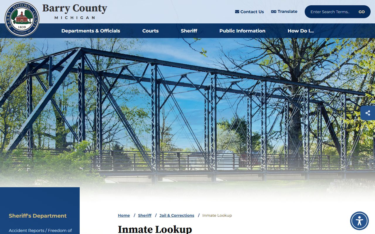 Barry County inmate population VINELink inmate lookup page